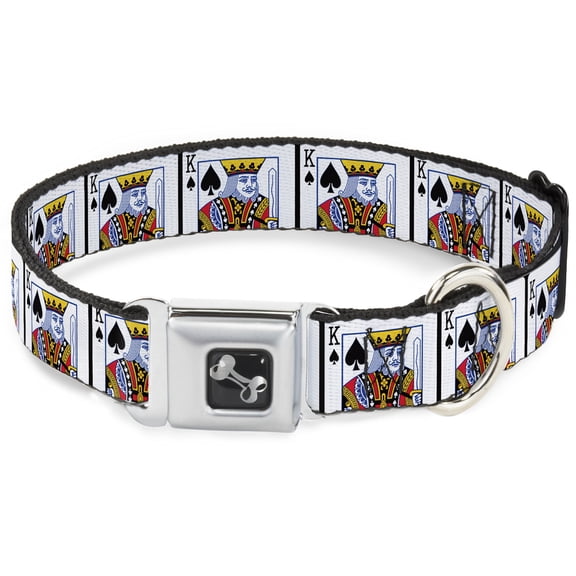 Buckle-Down Pet Collar, Dog Collar Metal Seatbelt Buckle, King Of Spades, 15 to 24 Inches 1.0 Inch Wide