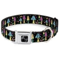 thumbnail image 1 of Buckle-Down Pet Collar, Dog Collar Metal Seatbelt Buckle, Mushroom Shroomy Garden Black Multi Color, 15 to 24 Inches 1.0 Inch Wide, 1 of 8