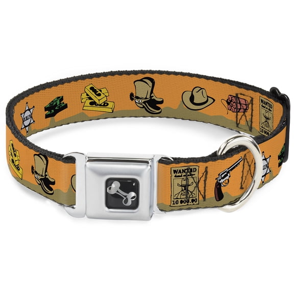 Buckle-Down Pet Collar, Dog Collar Metal Seatbelt Buckle, Old Western Multi Color, 15 to 24 Inches 1.0 Inch Wide