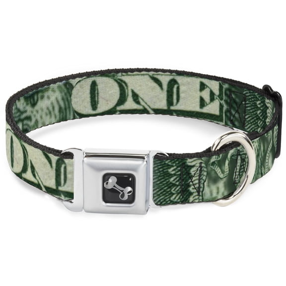 Buckle-Down Pet Collar, Dog Collar Metal Seatbelt Buckle, One Dollar Bill Eye of Providence Bald Eagle Close Up, 15 to 24 Inches 1.0 Inch Wide