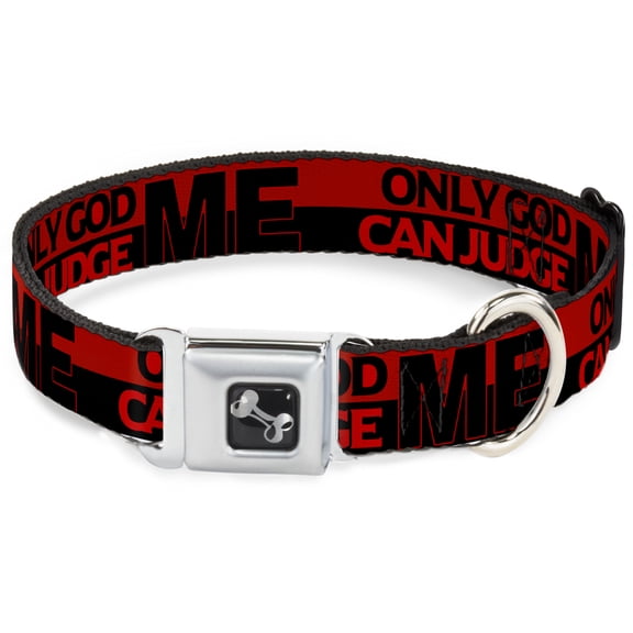 Buckle-Down Pet Collar, Dog Collar Metal Seatbelt Buckle, Only God Can Judge Me Stripe Red Black Red, 15 to 24 Inches 1.0 Inch Wide