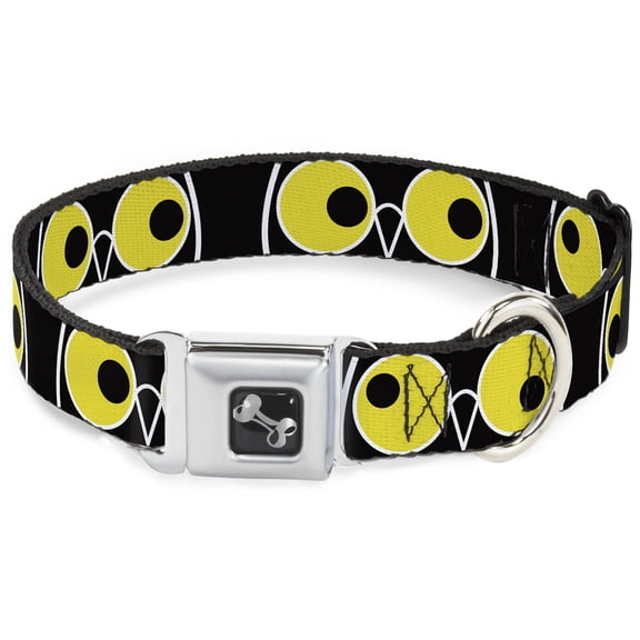 Buckle-Down Pet Collar, Dog Collar Metal Seatbelt Buckle, Owl Eyes, 11 to 16.5 Inches 1.0 Inch Wide