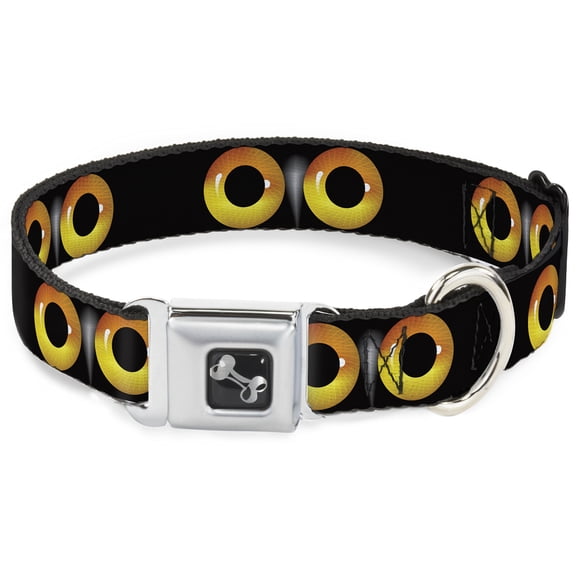 Buckle-Down Pet Collar, Dog Collar Metal Seatbelt Buckle, Owl Eyes, 11 to 16.5 Inches 1.0 Inch Wide