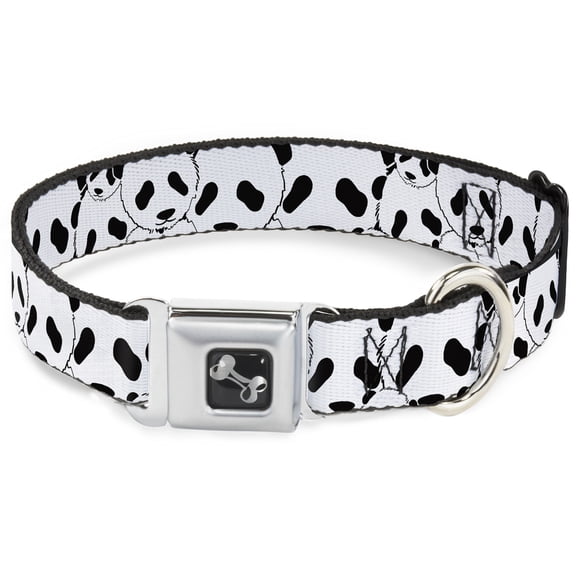 Buckle-Down Pet Collar, Dog Collar Metal Seatbelt Buckle, Panda Bear Stacked, 20 to 31 Inches 1.5 Inch Wide