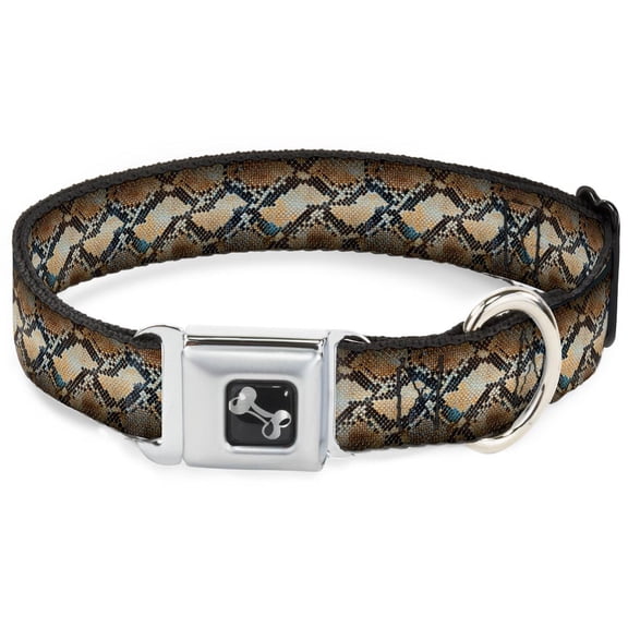 Buckle-Down Pet Collar, Dog Collar Metal Seatbelt Buckle, Snake Skin, 15 to 24 Inches 1.0 Inch Wide