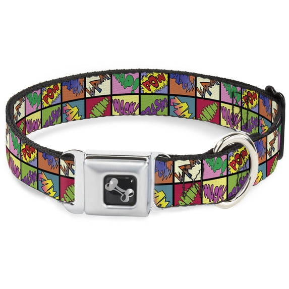 Buckle-Down Pet Collar, Dog Collar Metal Seatbelt Buckle, Sound Effect Checkers Multi Color, 20 to 31 Inches 1.5 Inch Wide