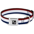 thumbnail image 1 of Buckle-Down Pet Collar, Dog Collar Metal Seatbelt Buckle, Stripes Red White Blue, 20 to 31 Inches 1.5 Inch Wide, 1 of 8