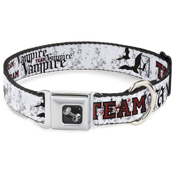 Buckle-Down Pet Collar, Dog Collar Metal Seatbelt Buckle, Team Vampire, 11 to 16.5 Inches 1.0 Inch Wide