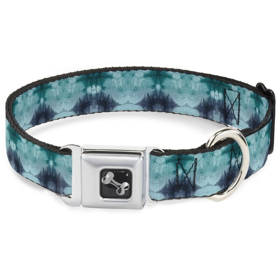 Buckle-Down Pet Collar, Dog Collar Metal Seatbelt Buckle, Tie Dye Reflection Turquoise Blues, 15 to 24 Inches 1.0 Inch Wide