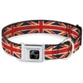 thumbnail image 1 of Buckle-Down Pet Collar, Dog Collar Metal Seatbelt Buckle, United Kingdom Flag Continuous Vintage, 15 to 24 Inches 1.0 Inch Wide, 1 of 8