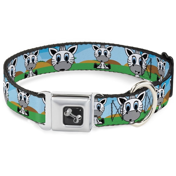Buckle-Down Pet Collar, Dog Collar Metal Seatbelt Buckle, Zebra Cartoon, 15 to 24 Inches 1.0 Inch Wide