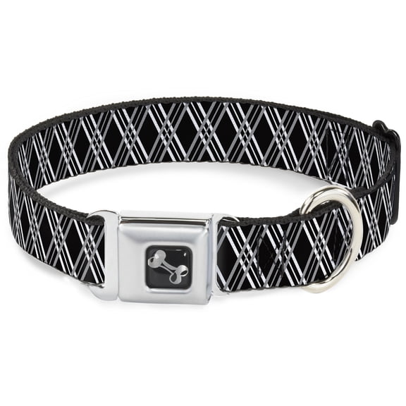 Buckle-Down Pet Collar, Dog Collar Metal Seatbelt Buckle, Zig Zag Black Gray White, 15 to 24 Inches 1.0 Inch Wide