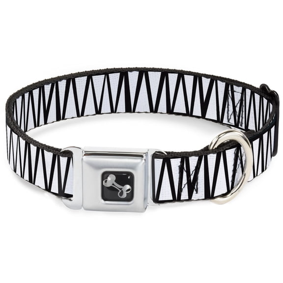 Buckle-Down Pet Collar, Dog Collar Metal Seatbelt Buckle, Zig Zag Doodle Black White, 15 to 24 Inches 1.0 Inch Wide