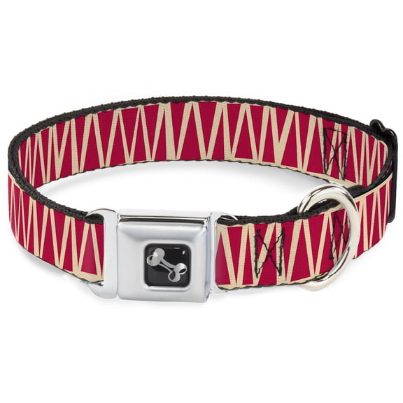 Buckle-Down Pet Collar, Dog Collar Metal Seatbelt Buckle, Zig Zag Doodle Tan Red, 15 to 24 Inches 1.0 Inch Wide