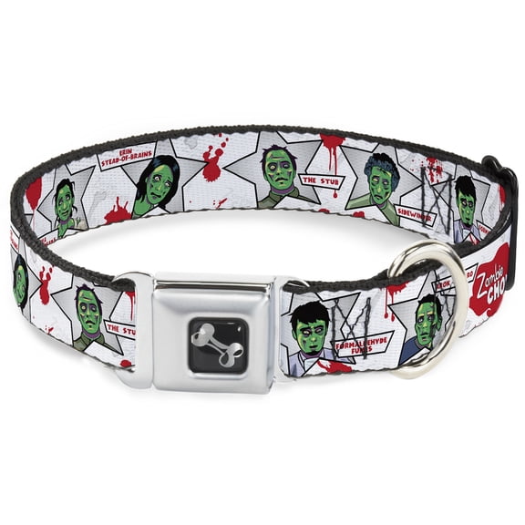 Buckle-Down Pet Collar, Dog Collar Metal Seatbelt Buckle, Zombie Chomp, 15 to 24 Inches 1.0 Inch Wide