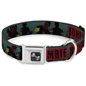 Buckle-Down Pet Collar, Dog Collar Metal Seatbelt Buckle, Zombie Killer Zombie March Green Red Black, 9.5 to 13 Inches 1.0 Inch Wide