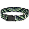 thumbnail image 1 of Buckle-Down Pet Collar, Dog Collar Plastic Buckle, Abstract Scribble Black Blue Neon Green, 9.5 to 13 Inches 1.0 Inch Wide, 1 of 8
