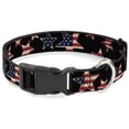 thumbnail image 1 of Buckle-Down Pet Collar, Dog Collar Plastic Buckle, Americana Stars Flags Black Red White Blue, 15 to 24 Inches 1.0 Inch Wide, 1 of 8