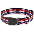 thumbnail image 1 of Buckle-Down Pet Collar, Dog Collar Plastic Buckle, Americana Stripe Mini Stars Blue Red White, 9.5 to 13 Inches 1.0 Inch Wide, 1 of 8