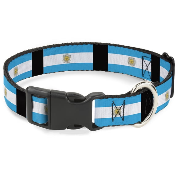 Buckle-Down Pet Collar, Dog Collar Plastic Buckle, Argentina Flags, 7 to 8.5 Inches 0.5 Inch Wide