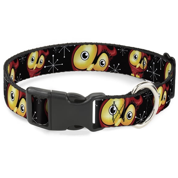 Buckle-Down Pet Collar, Dog Collar Plastic Buckle, Big Eye Owl, 13 to 17 Inches 1.5 Inch Wide