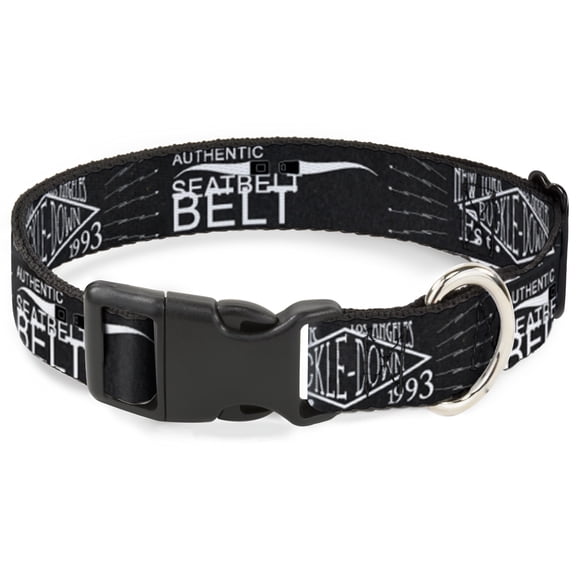 Buckle-Down Pet Collar, Dog Collar Plastic Buckle, Buckle Down Authentic Seatbelt Belt Ny La Black White, 8.5 to 12 Inches 0.5 Inch Wide
