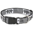 thumbnail image 1 of Buckle-Down Pet Collar, Dog Collar Plastic Buckle, Buckle Down BD Logo American Stripe Flag White Black, 20 to 31 Inches 1.5 Inch Wide, 1 of 8
