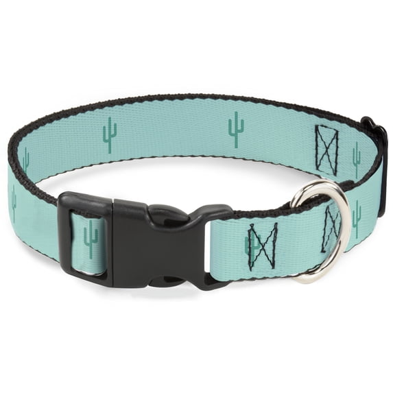 Buckle-Down Pet Collar, Dog Collar Plastic Buckle, Cacti Aqua Blues, 9.5 to 13 Inches 1.0 Inch Wide