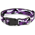 thumbnail image 1 of Buckle-Down Pet Collar, Dog Collar Plastic Buckle, Camo Purple Black Gray White, 8.5 to 12 Inches 0.5 Inch Wide, 1 of 8