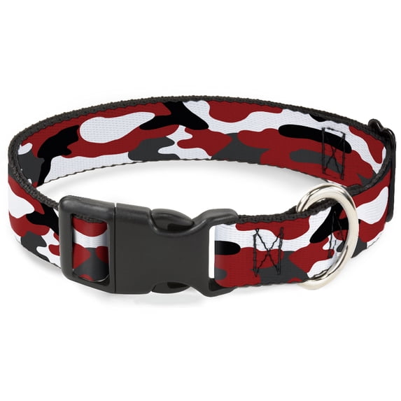 Buckle-Down Pet Collar, Dog Collar Plastic Buckle, Camo Red Black Gray White, 15 to 24 Inches 1.0 Inch Wide