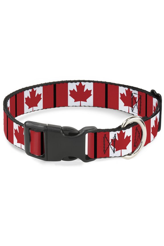 Pet Collar, Dog Collar Plastic Buckle, Canada Flags, 9.5 to 14.5 Inches 0.5 Inch Wide