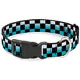 thumbnail image 1 of Buckle-Down Pet Collar, Dog Collar Plastic Buckle, Checker Black Ombre Turquoise, 20 to 31 Inches 1.5 Inch Wide, 1 of 8