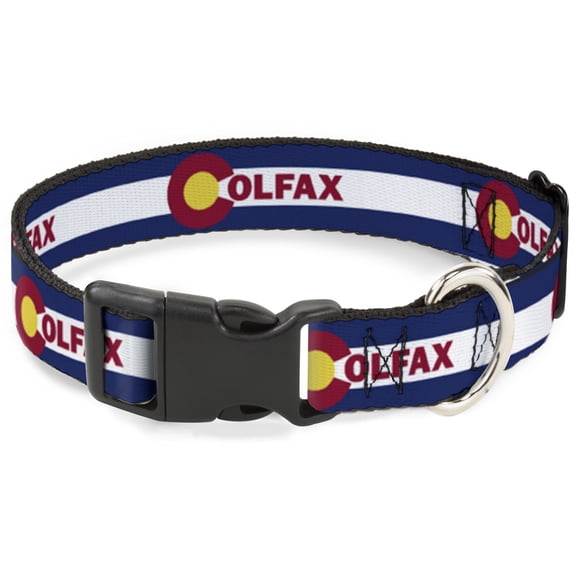 Buckle-Down Pet Collar, Dog Collar Plastic Buckle, Colfax Colorado Flag, 7 to 8.5 Inches 0.5 Inch Wide