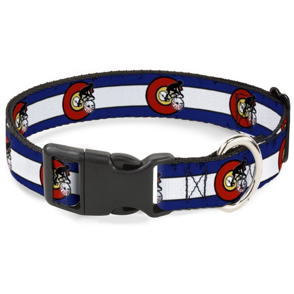 Buckle-Down Pet Collar, Dog Collar Plastic Buckle, Colorado Biker Distressed, 15 to 24 Inches 1.0 Inch Wide