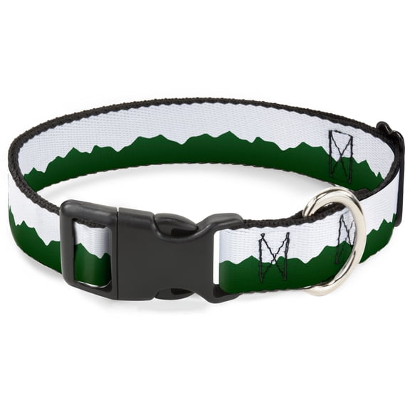 Buckle-Down Pet Collar, Dog Collar Plastic Buckle, Colorado Solid Mountains Green White, 11 to 16.5 Inches 1.0 Inch Wide
