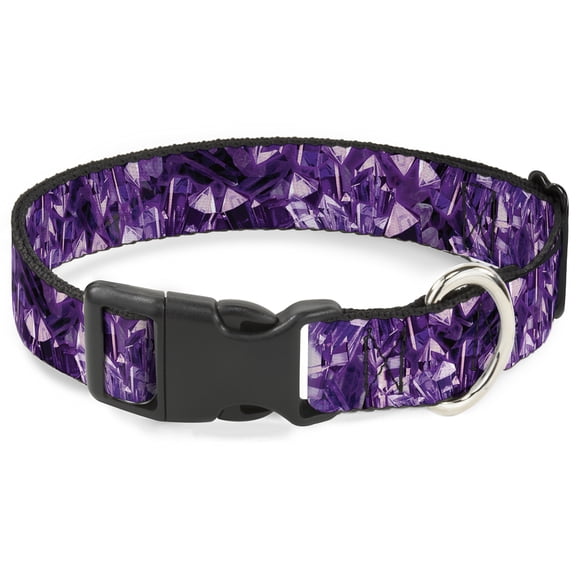 Buckle-Down Pet Collar, Dog Collar Plastic Buckle, Crystals Purples, 15 to 24 Inches 1.0 Inch Wide
