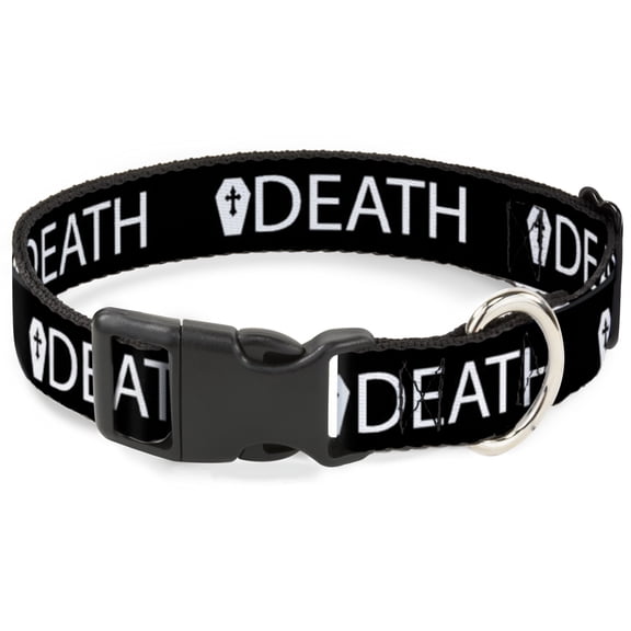 Buckle-Down Pet Collar, Dog Collar Plastic Buckle, Death Coffin Black White, 9.5 to 13 Inches 1.0 Inch Wide