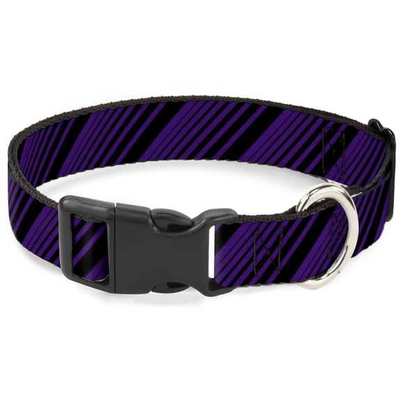 Buckle-Down Pet Collar, Dog Collar Plastic Buckle, Diagonal Stripes Purples, 15 to 24 Inches 1.0 Inch Wide