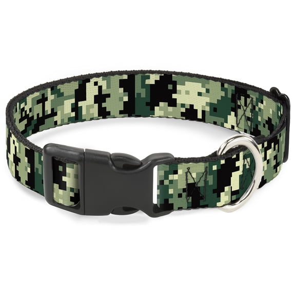 Buckle-Down Pet Collar, Dog Collar Plastic Buckle, Digital Camo, 15 to 24 Inches 1.0 Inch Wide