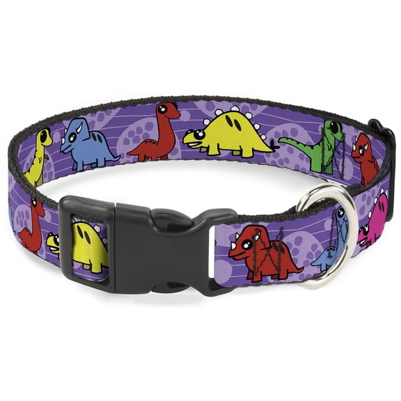Buckle-Down Pet Collar, Dog Collar Plastic Buckle, Dinosaur Cartoon, 15 to 24 Inches 1.0 Inch Wide