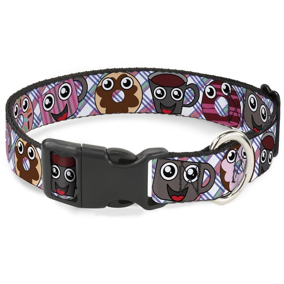 Buckle-Down Pet Collar, Dog Collar Plastic Buckle, Donuts Coffee Cartoon, 15 to 24 Inches 1.0 Inch Wide