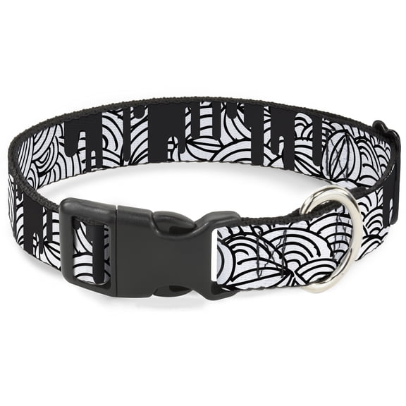Buckle-Down Pet Collar, Dog Collar Plastic Buckle, Doodle Paint Drips White Black, 15 to 24 Inches 1.0 Inch Wide
