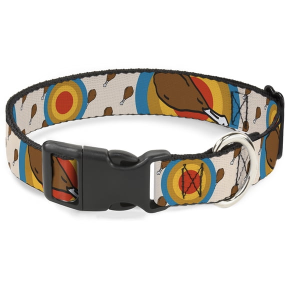 Buckle-Down Pet Collar, Dog Collar Plastic Buckle, Drumstick Target, 13 to 17 Inches 1.5 Inch Wide