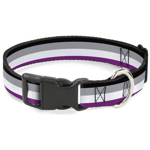 Buckle-Down Pet Collar, Dog Collar Plastic Buckle, Flag Asexual Black Gray White Purple, 15 to 24 Inches 1.0 Inch Wide