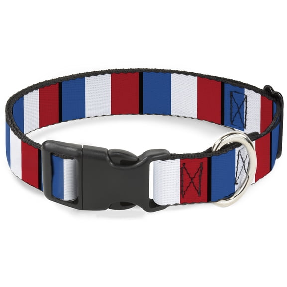 Buckle-Down Pet Collar, Dog Collar Plastic Buckle, France Flags, 15 to 24 Inches 1.0 Inch Wide