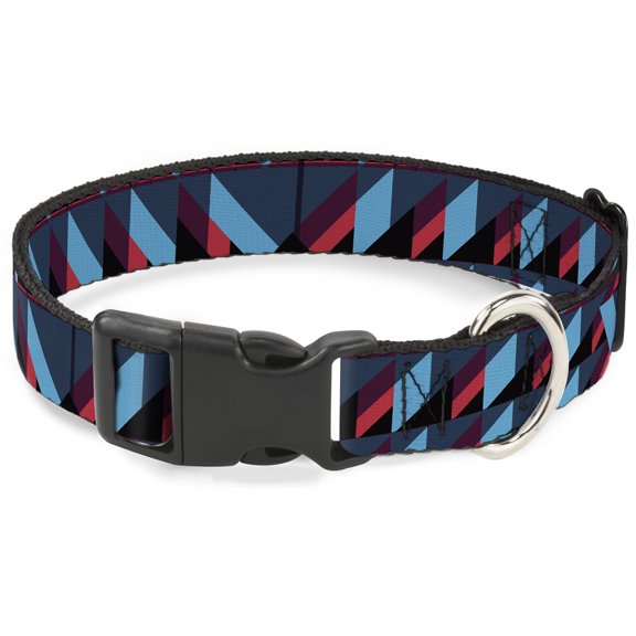 Buckle-Down Pet Collar, Dog Collar Plastic Buckle, Geometric Peaks Blues Purple Red, 9.5 to 14.5 Inches 0.5 Inch Wide