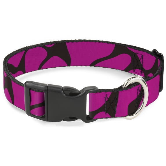 Buckle-Down Pet Collar, Dog Collar Plastic Buckle, Giraffe Spots Black Fuchsia, 11 to 16.5 Inches 1.0 Inch Wide