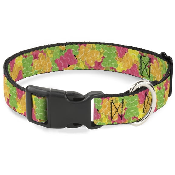 Buckle-Down Pet Collar, Dog Collar Plastic Buckle, Gummy Bears Stacked Multi Color, 11 to 16.5 Inches 1.0 Inch Wide