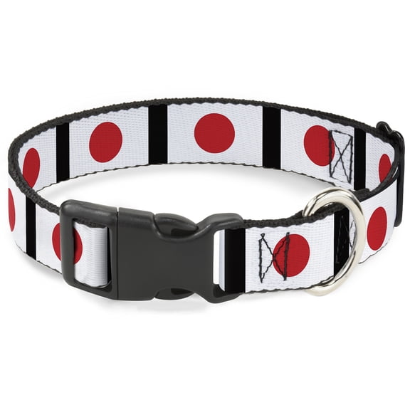 Buckle-Down Pet Collar, Dog Collar Plastic Buckle, Japan Flags, 7 to 8.5 Inches 0.5 Inch Wide