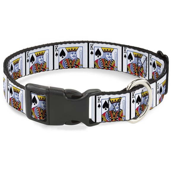 Buckle-Down Pet Collar, Dog Collar Plastic Buckle, King Of Spades, 16 to 23 Inches 1.5 Inch Wide